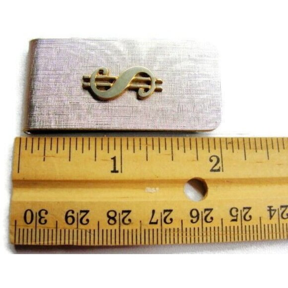 Vintage Money Clip Small Dollar Sign Wallet Credit Card Cash Holder Silver Tone - Picture 4 of 7